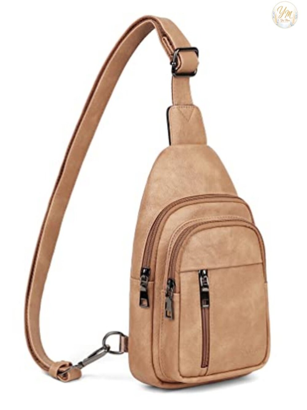 Faux Leather Sling Bag Crossbody Fanny Pack Multi-Pocket